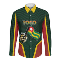 Personalized Togo Long Sleeve Button Shirt Lion Claw Flag Sport Style - Wonder Print Shop