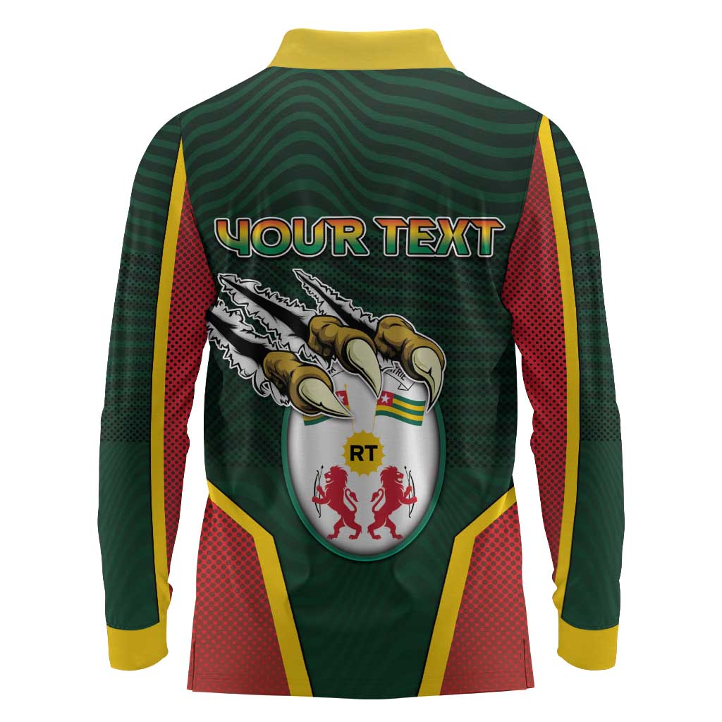 Personalized Togo Long Sleeve Polo Shirt Lion Claw Flag Sport Style - Wonder Print Shop