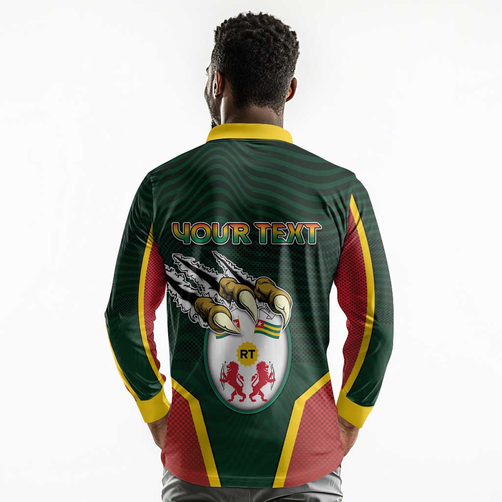 Personalized Togo Long Sleeve Polo Shirt Lion Claw Flag Sport Style - Wonder Print Shop