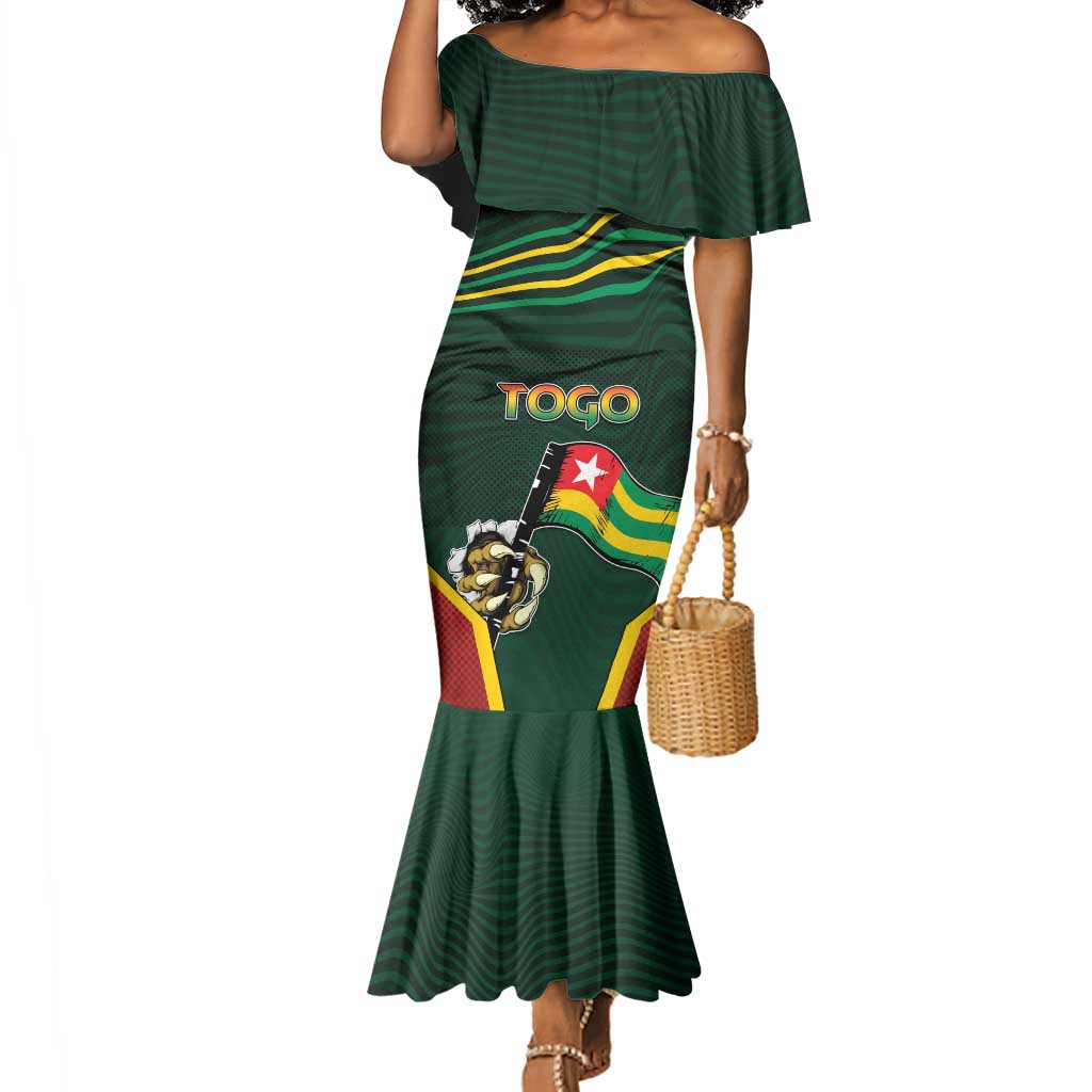 Personalized Togo Mermaid Dress Lion Claw Flag Sport Style - Wonder Print Shop