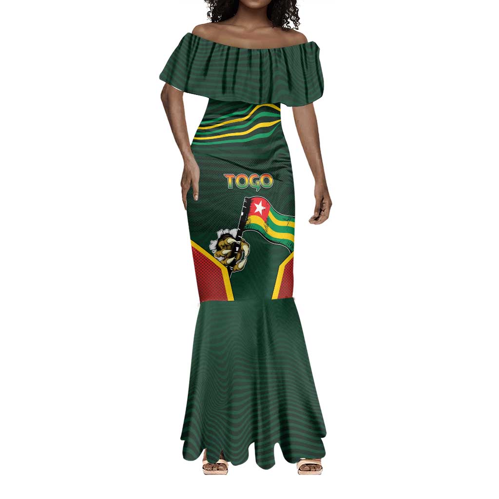 Personalized Togo Mermaid Dress Lion Claw Flag Sport Style - Wonder Print Shop
