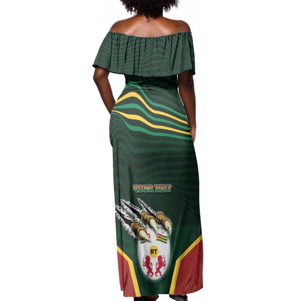 Personalized Togo Off Shoulder Maxi Dress Lion Claw Flag Sport Style - Wonder Print Shop