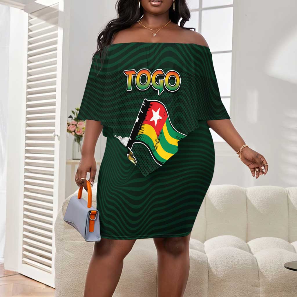 Personalized Togo Off Shoulder Short Dress Lion Claw Flag Sport Style - Wonder Print Shop