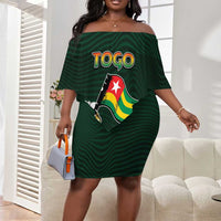Personalized Togo Off Shoulder Short Dress Lion Claw Flag Sport Style - Wonder Print Shop