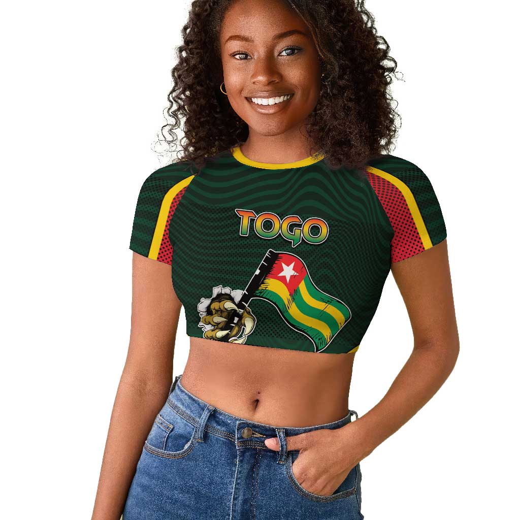 Personalized Togo Raglan Cropped T shirt Lion Claw Flag Sport Style - Wonder Print Shop