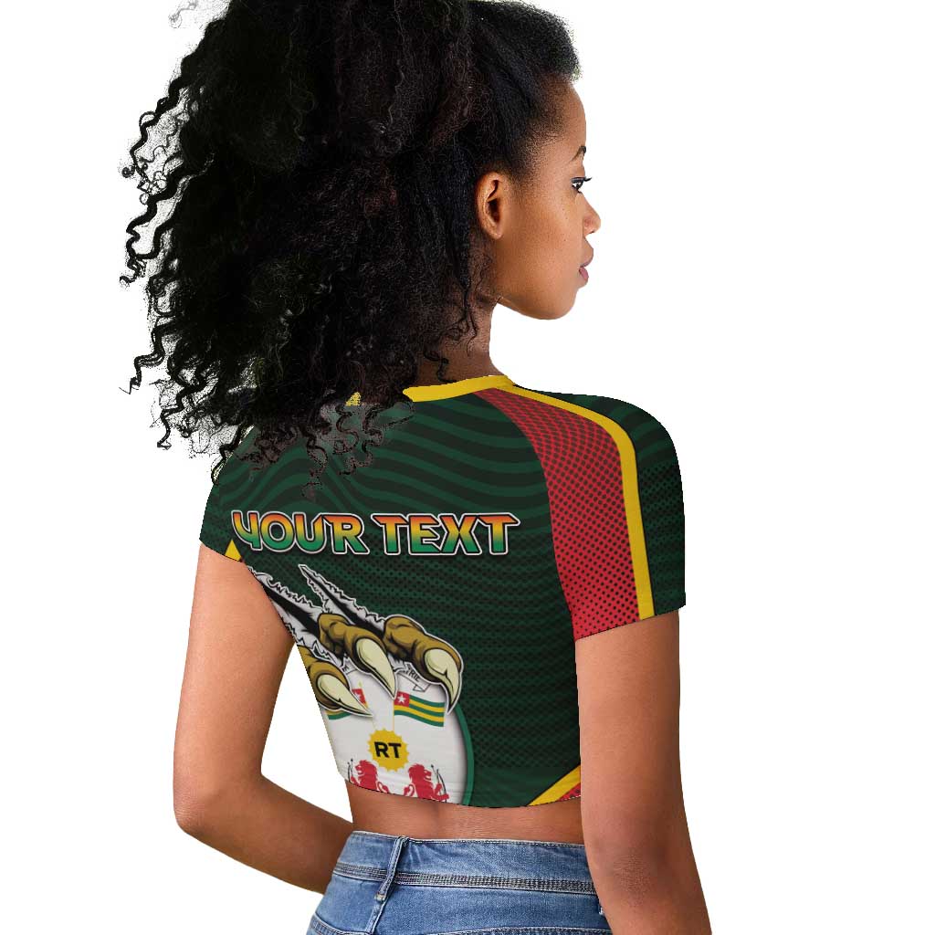 Personalized Togo Raglan Cropped T shirt Lion Claw Flag Sport Style - Wonder Print Shop
