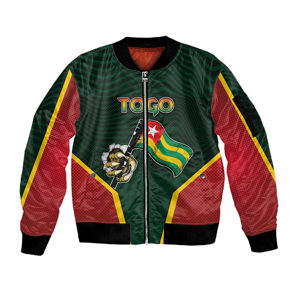 Personalized Togo Sleeve Zip Bomber Jacket Lion Claw Flag Sport Style - Wonder Print Shop