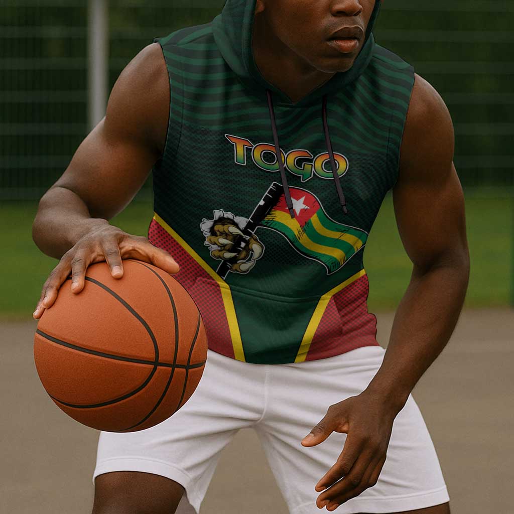 Personalized Togo Sleeveless Hoodie Lion Claw Flag Sport Style - Wonder Print Shop