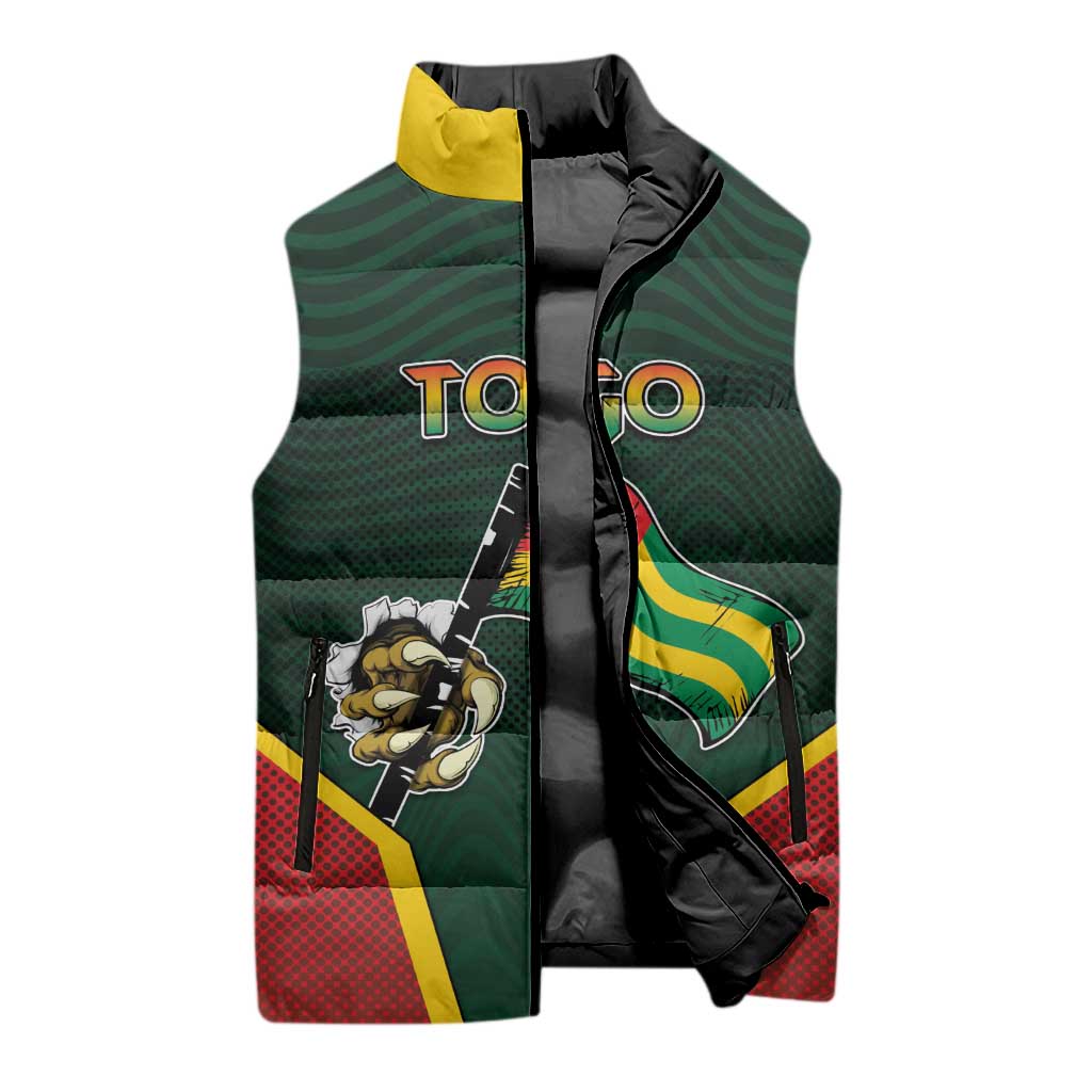 Personalized Togo Sleeveless Puffer Jacket Lion Claw Flag Sport Style - Wonder Print Shop