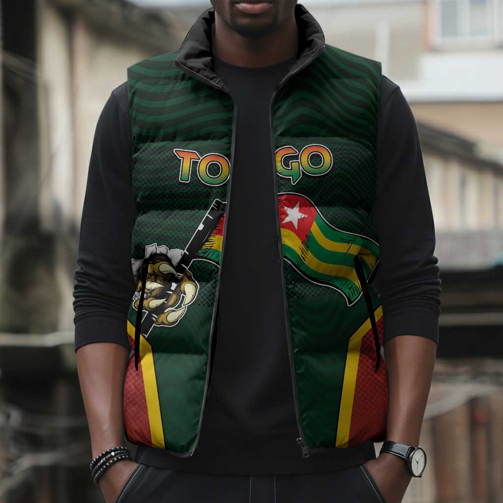 Personalized Togo Sleeveless Puffer Jacket Lion Claw Flag Sport Style - Wonder Print Shop