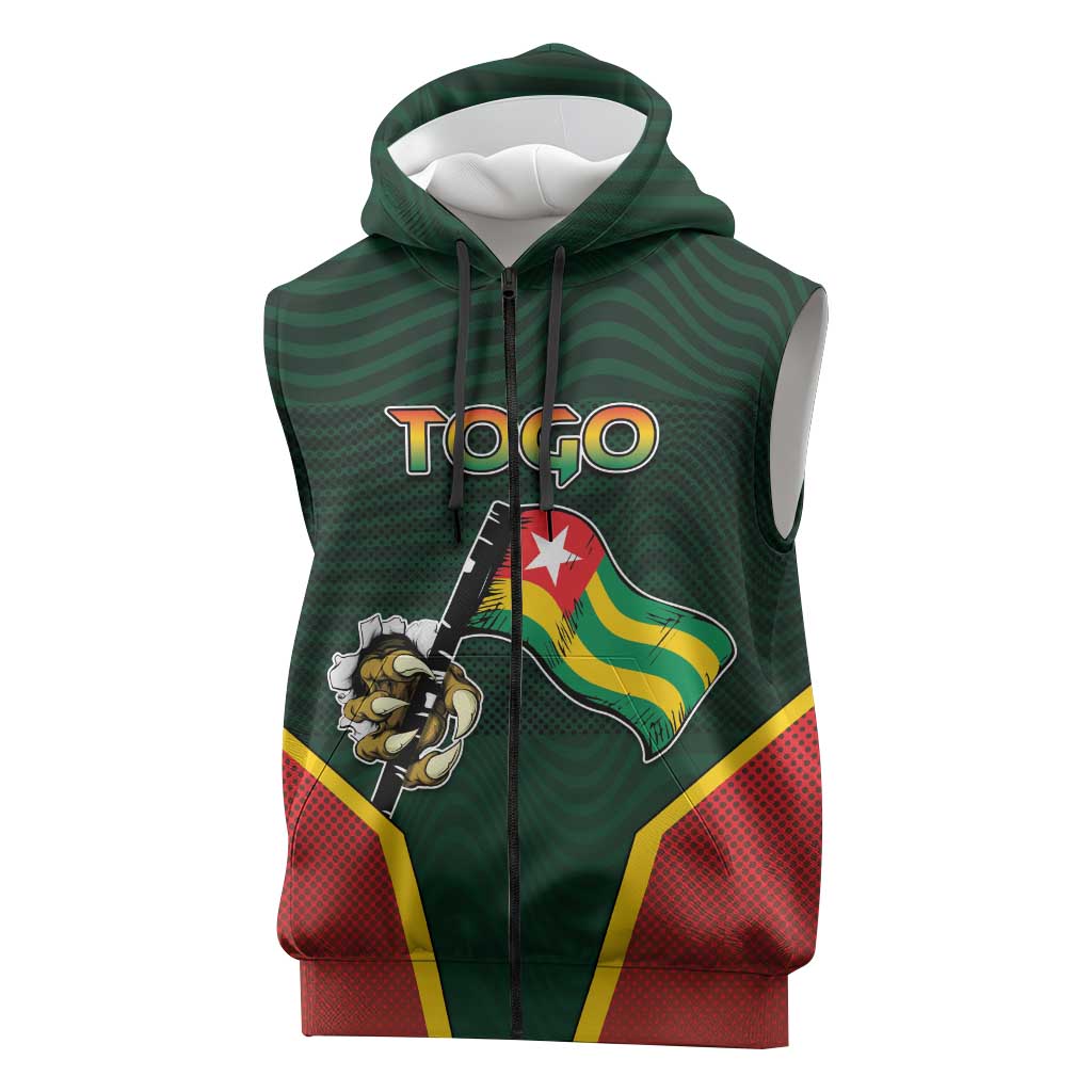 Personalized Togo Sleeveless Zip Hoodie Lion Claw Flag Sport Style - Wonder Print Shop