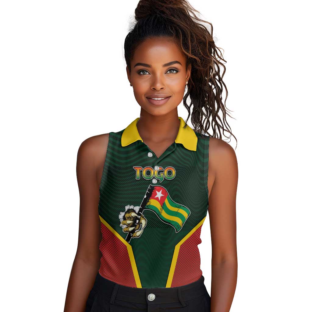 Personalized Togo Women Sleeveless Polo Shirt Lion Claw Flag Sport Style - Wonder Print Shop