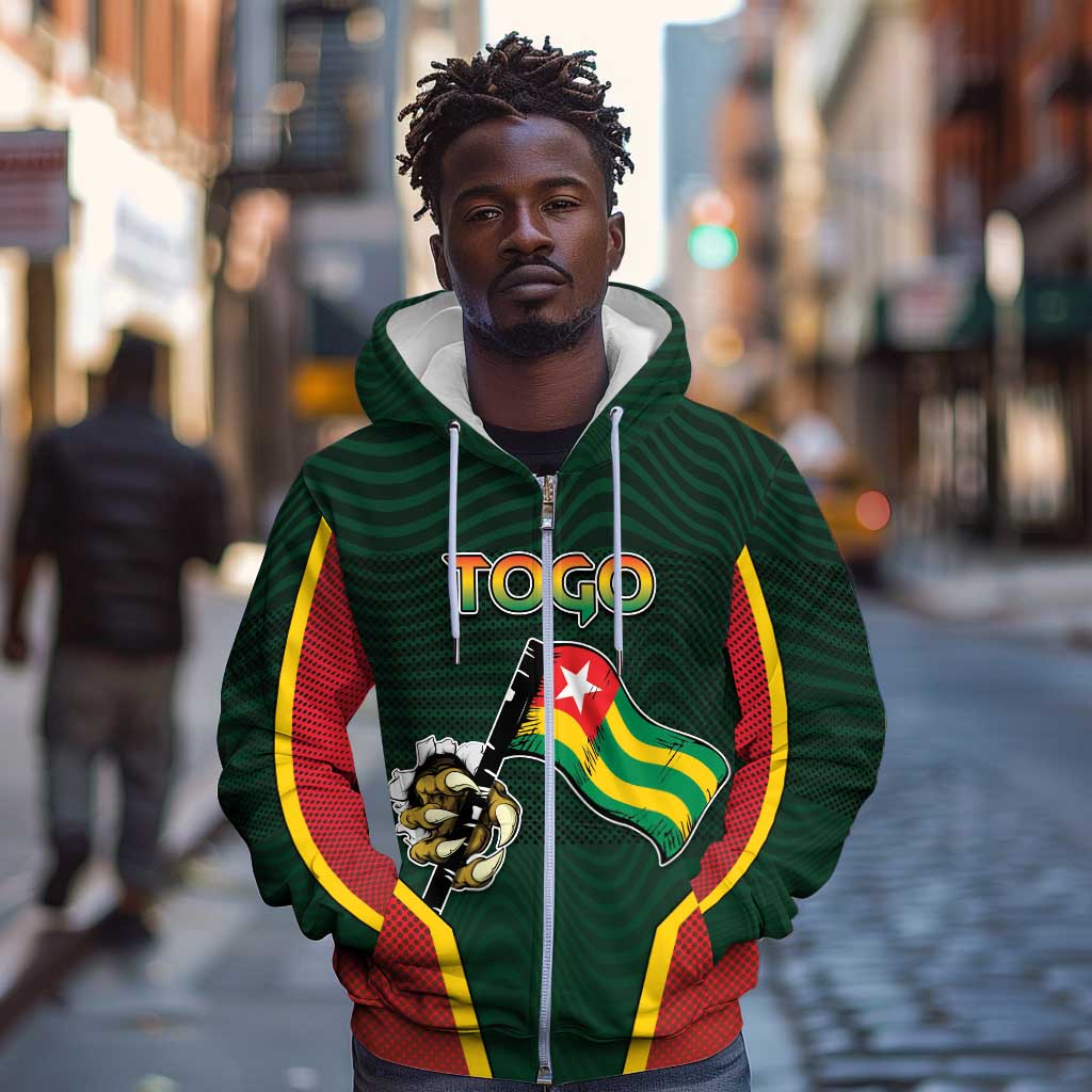 Personalized Togo Zip Hoodie Lion Claw Flag Sport Style - Wonder Print Shop