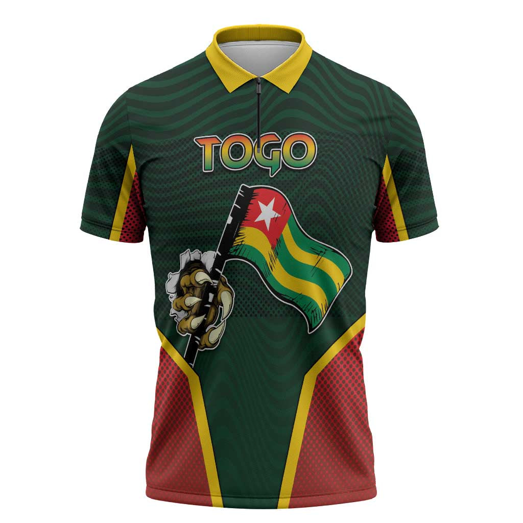 Personalized Togo Zipper Polo Shirt Lion Claw Flag Sport Style - Wonder Print Shop