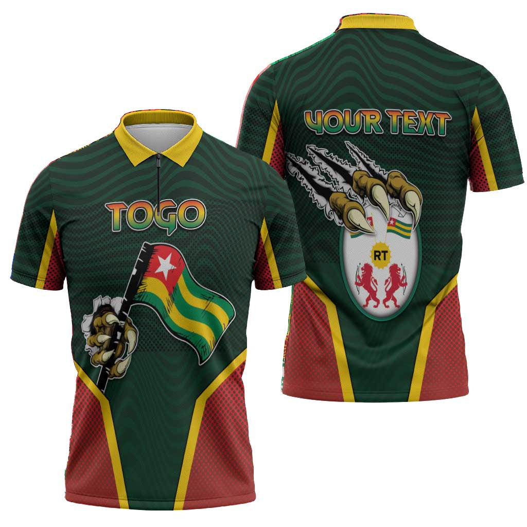 Personalized Togo Zipper Polo Shirt Lion Claw Flag Sport Style - Wonder Print Shop