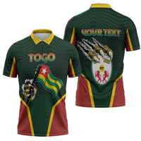 Personalized Togo Zipper Polo Shirt Lion Claw Flag Sport Style - Wonder Print Shop