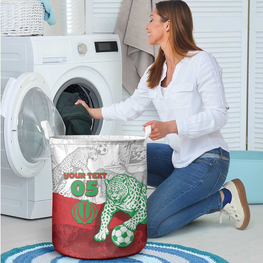 Custom Iran Football Laundry Basket Leopard Comic Manga Art Style