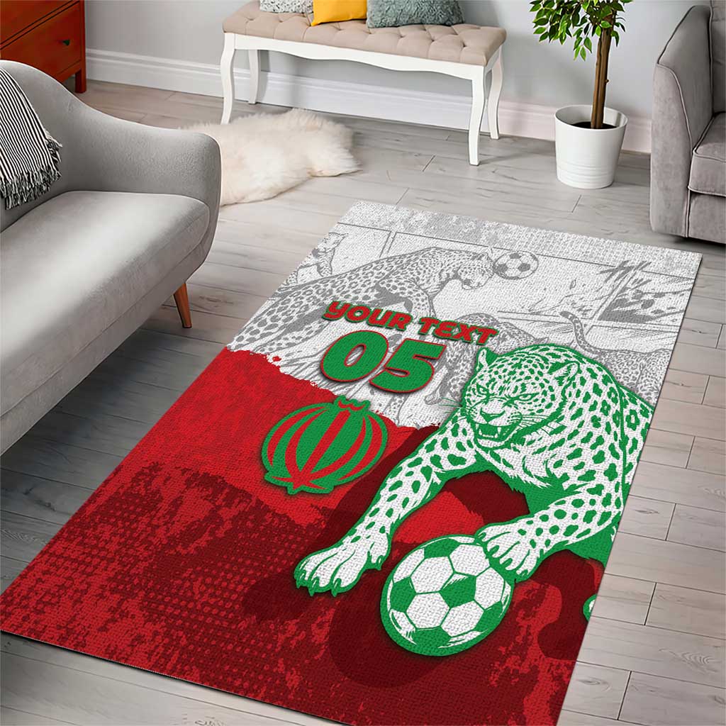 Custom Iran Football Area Rug Leopard Comic Manga Art Style