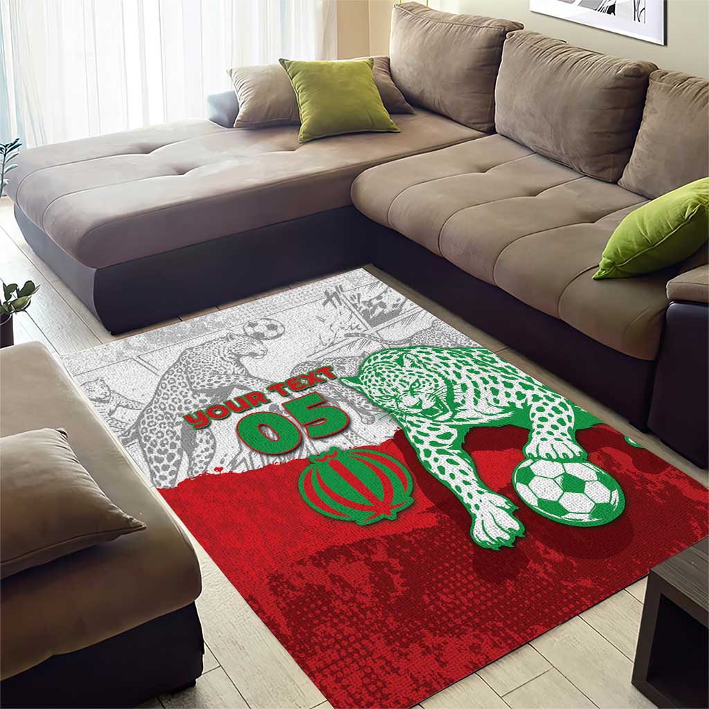 Custom Iran Football Area Rug Leopard Comic Manga Art Style