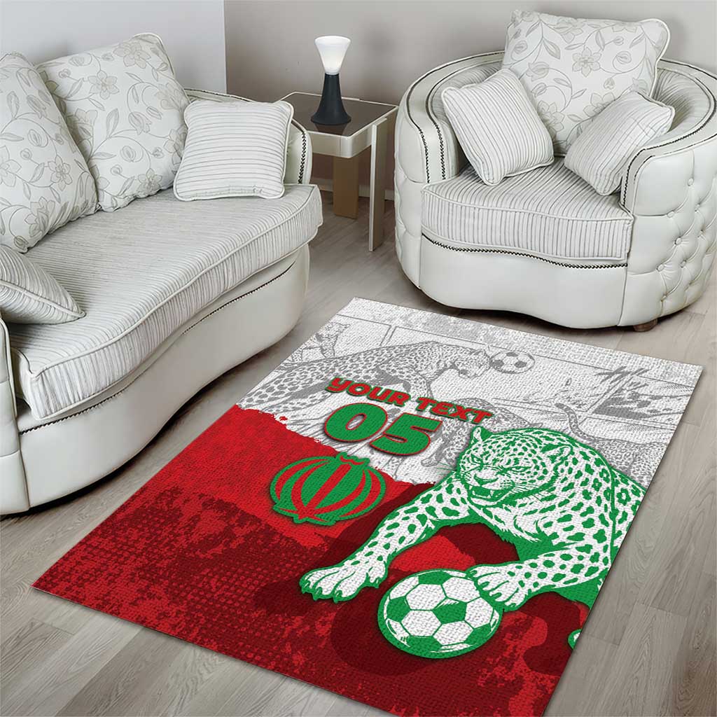 Custom Iran Football Area Rug Leopard Comic Manga Art Style