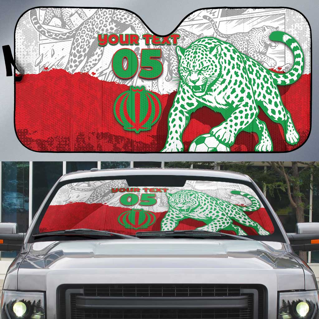 Custom Iran Football Auto Sun Shade Leopard Comic Manga Art Style
