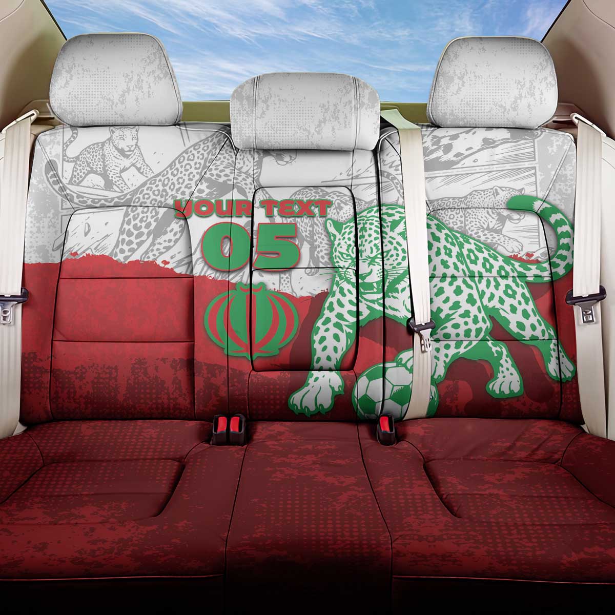 Custom Iran Football Back Car Seat Cover Leopard Comic Manga Art Style