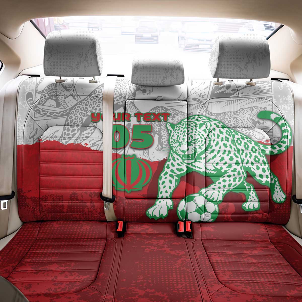Custom Iran Football Back Car Seat Cover Leopard Comic Manga Art Style