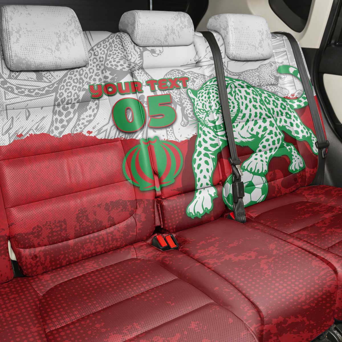 Custom Iran Football Back Car Seat Cover Leopard Comic Manga Art Style