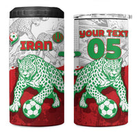 Custom Iran Football 4 in 1 Can Cooler Tumbler Leopard Comic Manga Art Style