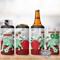 Custom Iran Football 4 in 1 Can Cooler Tumbler Leopard Comic Manga Art Style