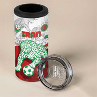 Custom Iran Football 4 in 1 Can Cooler Tumbler Leopard Comic Manga Art Style