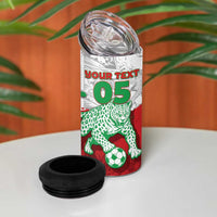 Custom Iran Football 4 in 1 Can Cooler Tumbler Leopard Comic Manga Art Style