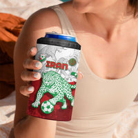 Custom Iran Football 4 in 1 Can Cooler Tumbler Leopard Comic Manga Art Style