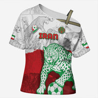 Custom Iran Football Cross Shoulder Shirt Leopard Comic Manga Art Style