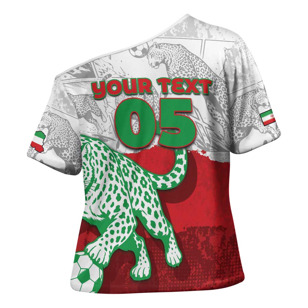 Custom Iran Football Cross Shoulder Shirt Leopard Comic Manga Art Style