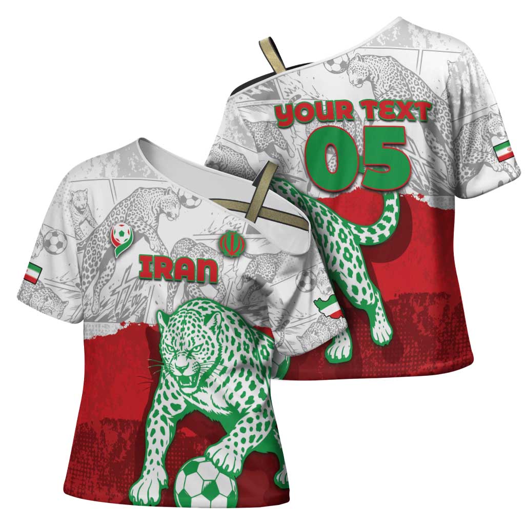 Custom Iran Football Cross Shoulder Shirt Leopard Comic Manga Art Style