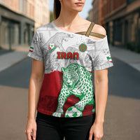 Custom Iran Football Cross Shoulder Shirt Leopard Comic Manga Art Style