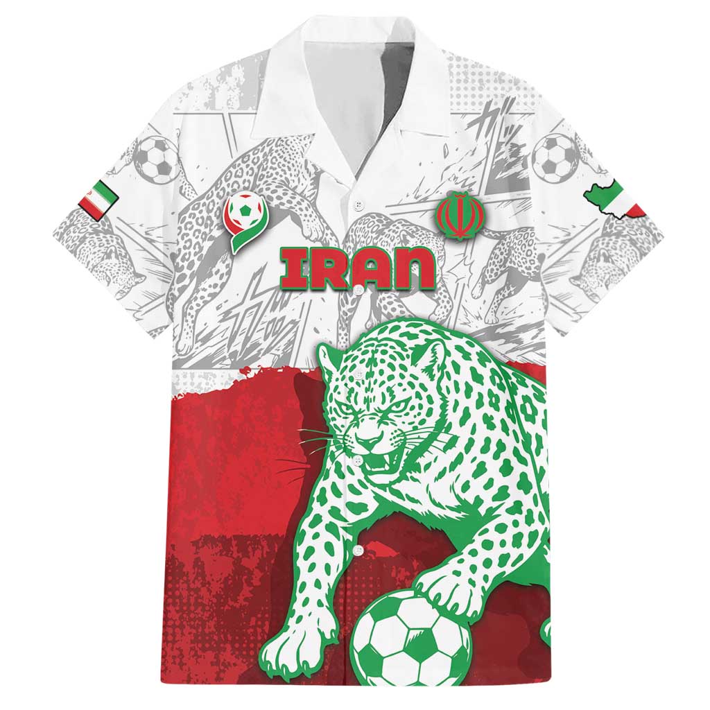 Custom Iran Football Hawaiian Shirt Leopard Comic Manga Art Style