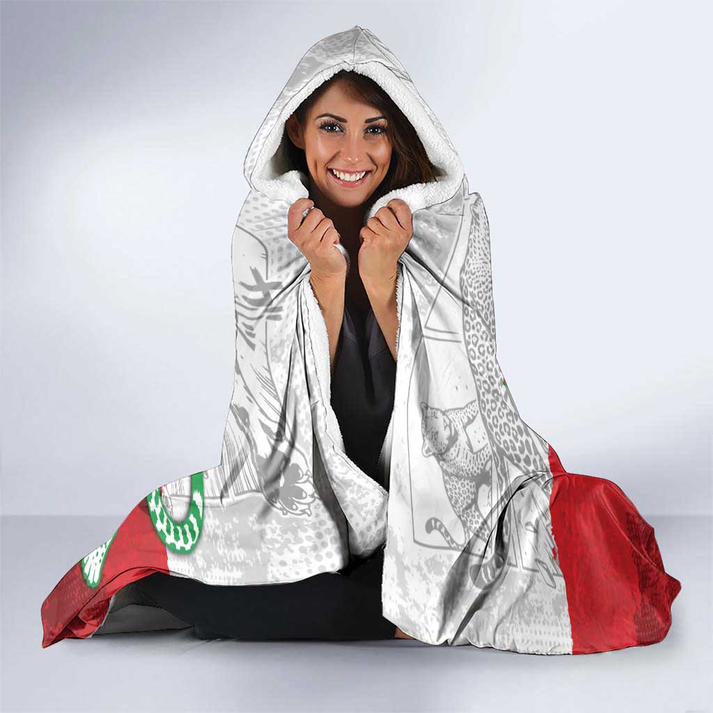 Custom Iran Football Hooded Blanket Leopard Comic Manga Art Style
