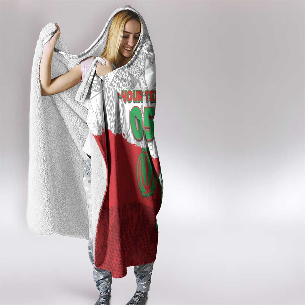 Custom Iran Football Hooded Blanket Leopard Comic Manga Art Style