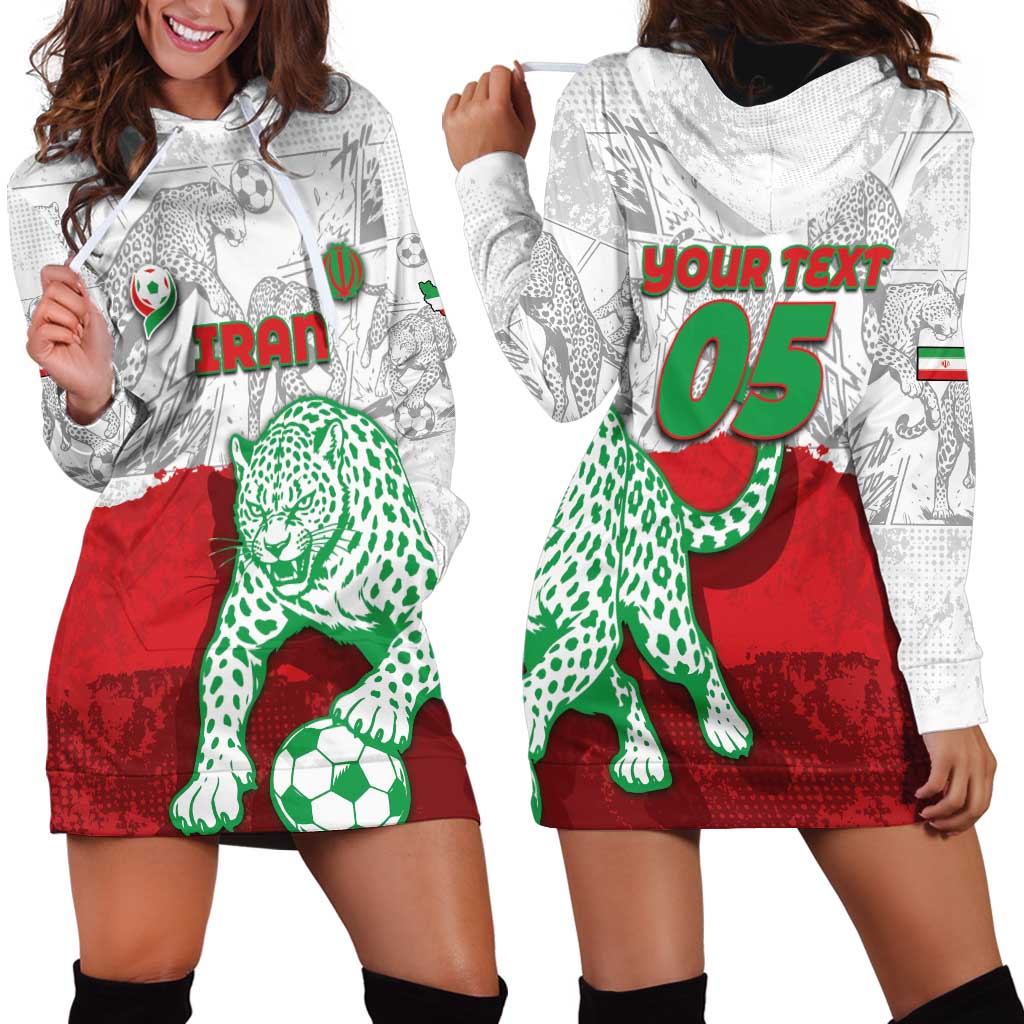 Custom Iran Football Hoodie Dress Leopard Comic Manga Art Style