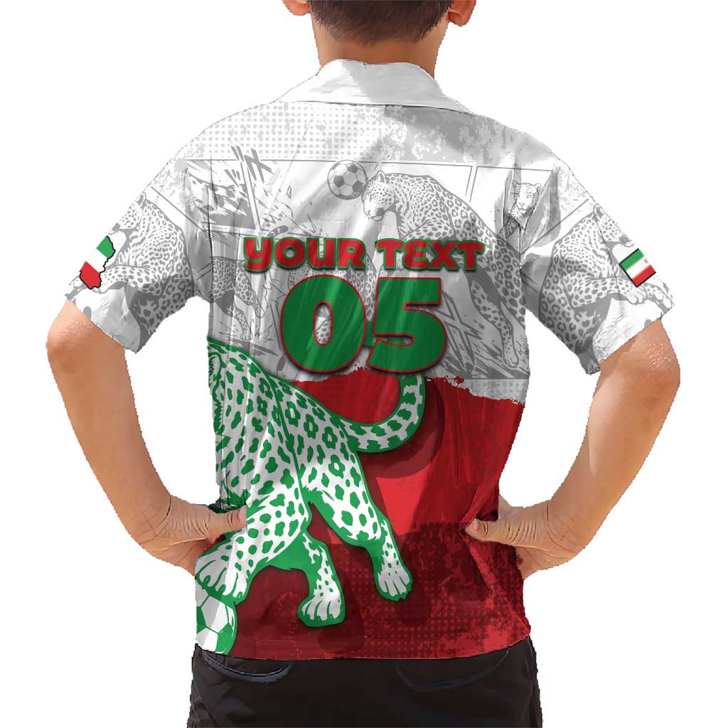Custom Iran Football Kid Hawaiian Shirt Leopard Comic Manga Art Style