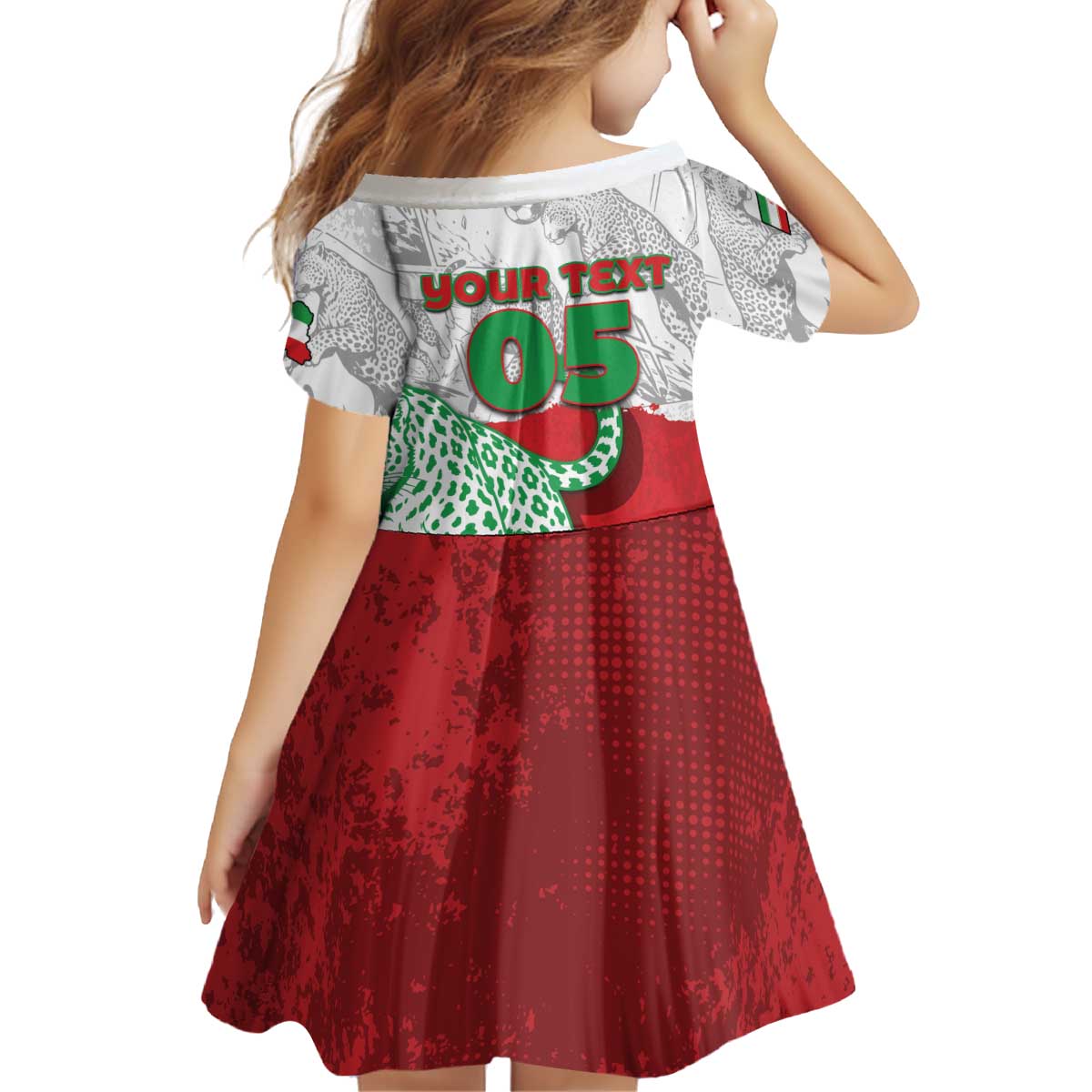 Custom Iran Football Kid Short Sleeve Dress Leopard Comic Manga Art Style