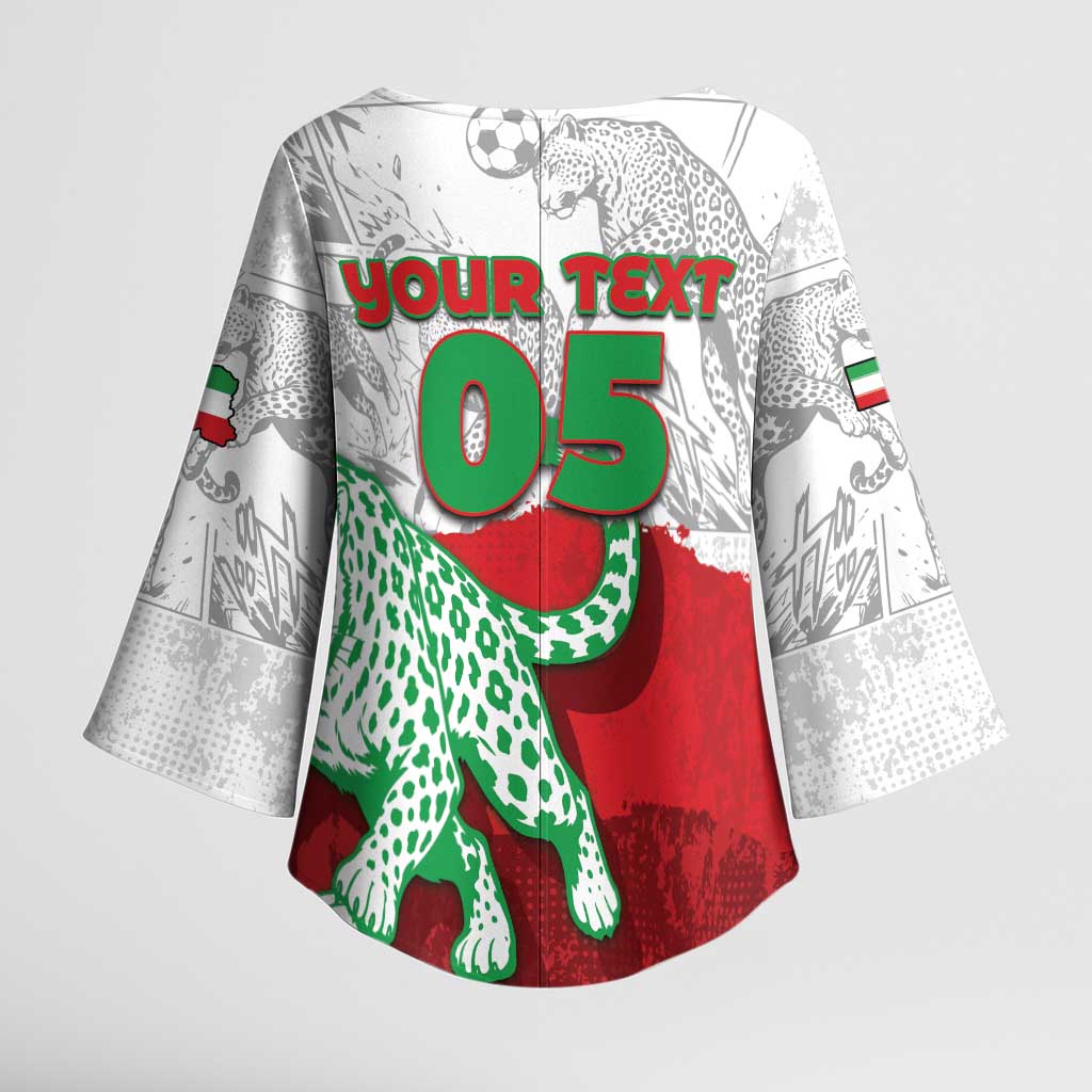 Custom Iran Football Kimono Sleeve Blouse Leopard Comic Manga Art Style