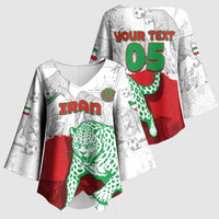 Custom Iran Football Kimono Sleeve Blouse Leopard Comic Manga Art Style