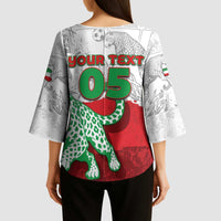 Custom Iran Football Kimono Sleeve Blouse Leopard Comic Manga Art Style
