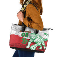 Custom Iran Football Leather Tote Bag Leopard Comic Manga Art Style