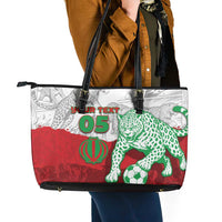 Custom Iran Football Leather Tote Bag Leopard Comic Manga Art Style