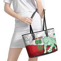 Custom Iran Football Leather Tote Bag Leopard Comic Manga Art Style
