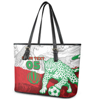 Custom Iran Football Leather Tote Bag Leopard Comic Manga Art Style
